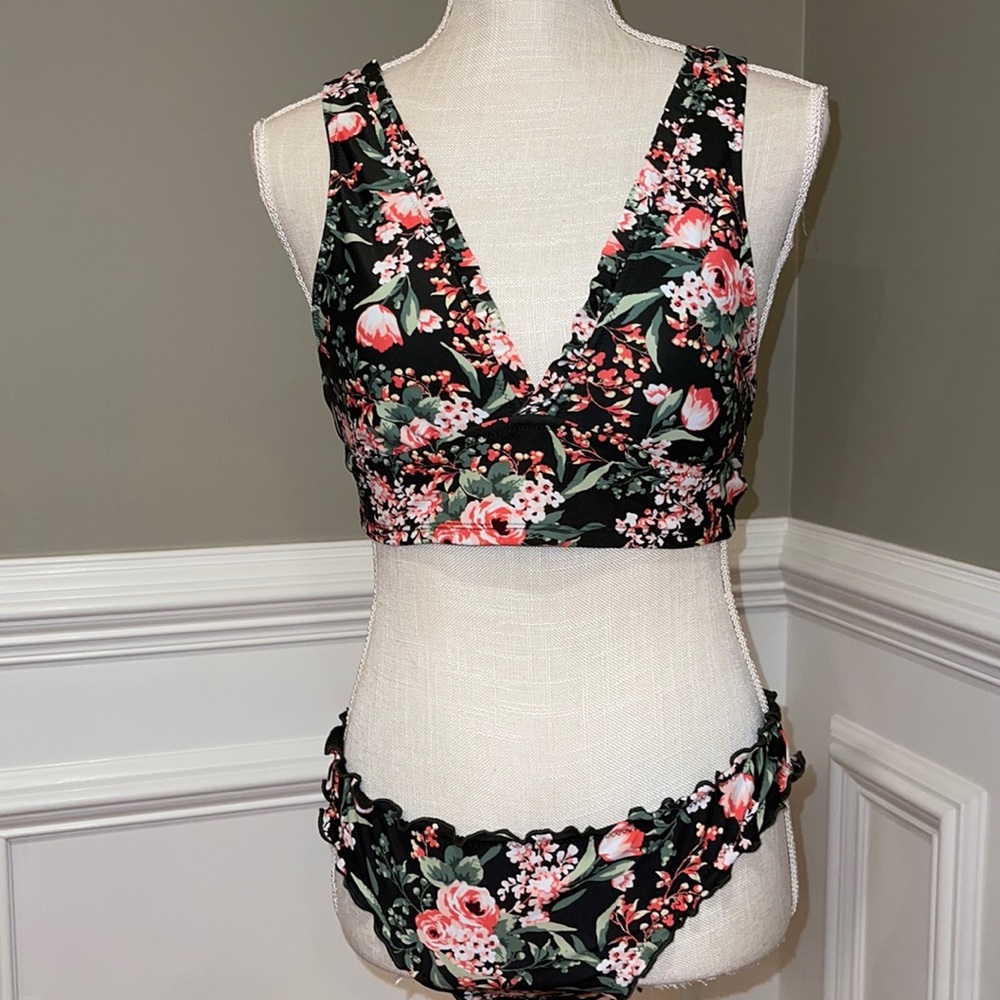 Mossimo Supply Co. Black Floral Bikini